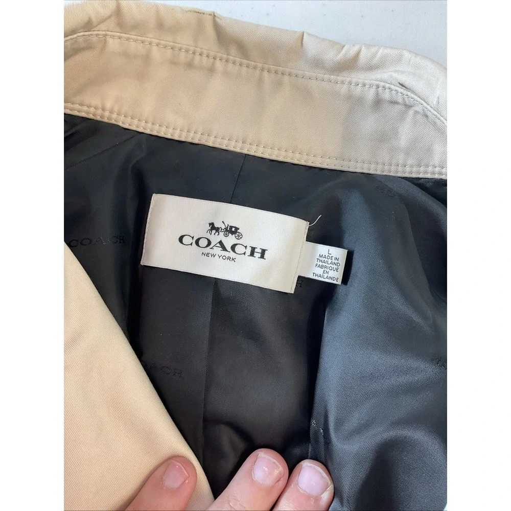 Coach Classic Trench Coat Women's Size L Cotton Canvas Belted City Career Dressy